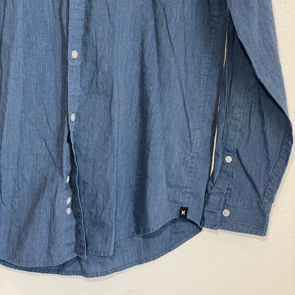 Hurley S Blue Button Down Dress Shirt - Picture 4 of 9